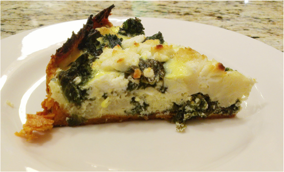 Kale & Cauliflower Quiche with a Sweet Potato Crust. Recipe by Creating a Curated Life