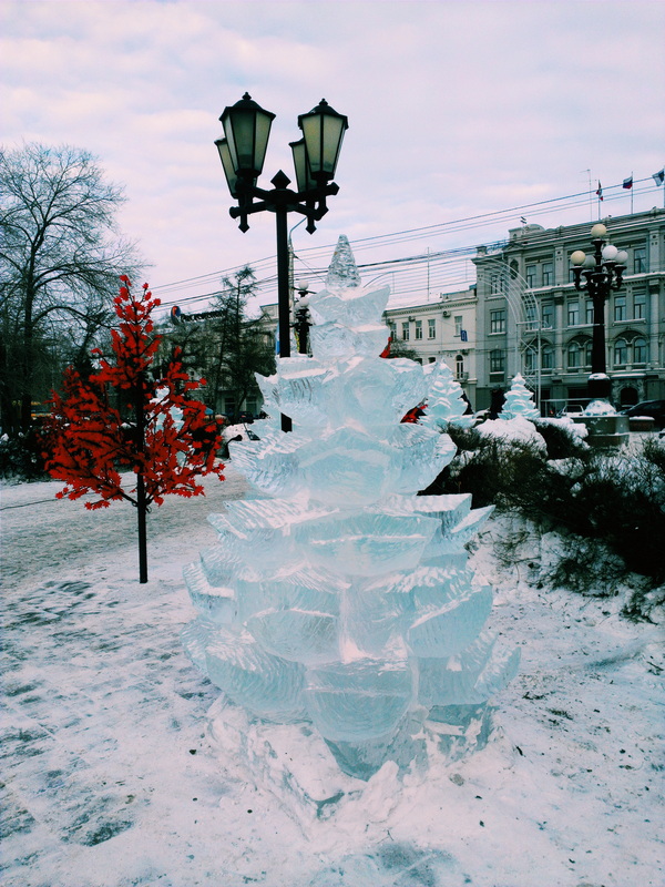 Christmas in Russia is full of traditions including ice sculptures.