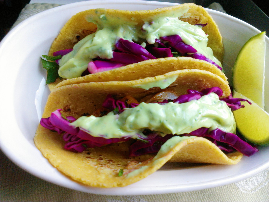 Fish Tacos with Red Cabbage Slaw. By Creating a Curated Life Blog.